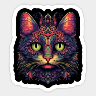 Colorful Abstract Cat Sticker